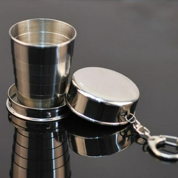 THLKIF Stainless Steel Telescopic Collapsible Travel Cup, 16oz Portable Emergency Pocket Shot Glass with Lid, Foldable Design for Outdoor Travel and Daily Carry