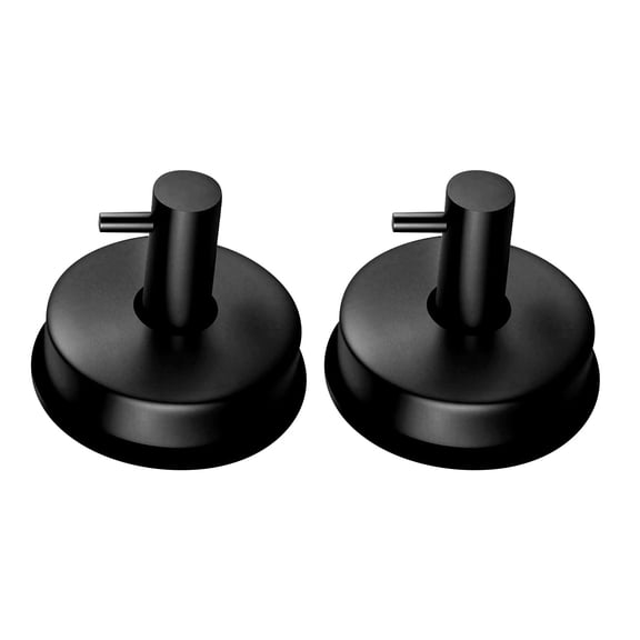THLKIF Suction Cup Hooks, Sus 304 Stainless Steel Shower Hooks, Matte Black Plished Easy to Install Super Suction for Kitchen Bathroom Restroom, 2 Pack