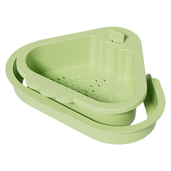 THLKIF Suction Cup Sink Corner Rack, Self-Cleaning Sink Strainer Basket, Automatic Dumping Triangular Drainer, Corner Trash Catcher, For Fruit Vegetable Pasta Garbage Disposal