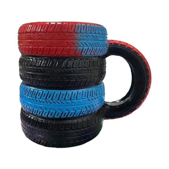 THLKIF Tire Shaped Coffee Mug, Funny Drinkware Cup, Tire Cup with Handle, Playful Beverage Holder, Coffee Mug for Fun Drinking, Kitchen Supplies for Home and Office