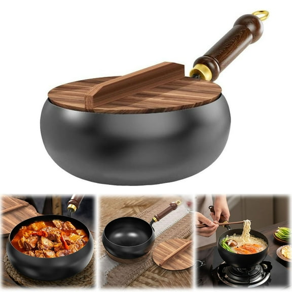 THLKIF Uncoated Hand Wrought Pot, 28cm with Heat Storage Function, for Kitchen Use and Heat Retention Cooking, Versatile Culinary Cookware for Various Recipes and Styles