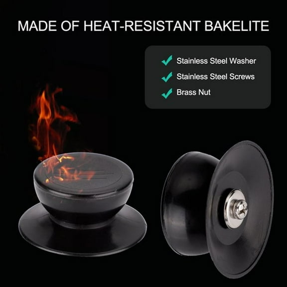 THLKIF Universal Pot Lid Knob Replacement, Heat-Resistant Bakelite Handle with Stainless Steel Washer, Easy to Install Grip for Pots, Pans, Saucepan & Casserole Lids (Black, 10PCS)