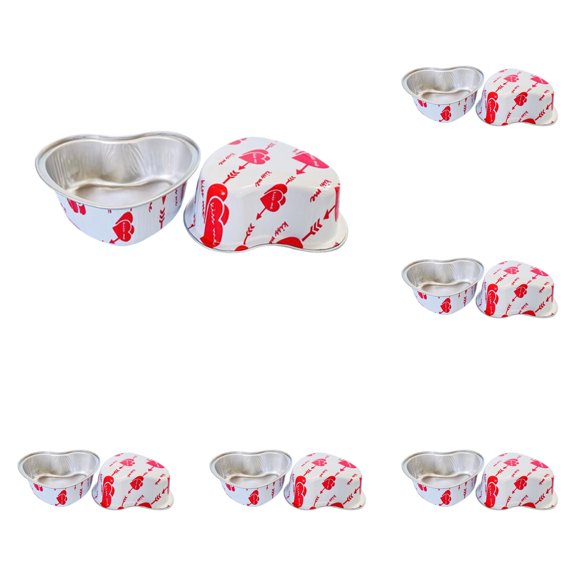 THLKIF Valentine Heart Shaped Cake Pans with Lids Aluminum Foil Cupcake Pans 3.4 oz Mini Disposable Cake Pan Baking Cupcake Cups for Valentine Wedding Birthday