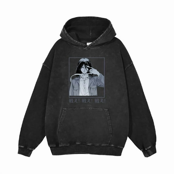 THNCLZX Attack on Titan Hoodie Vintage washed men's sweatshirt for loose streetwear