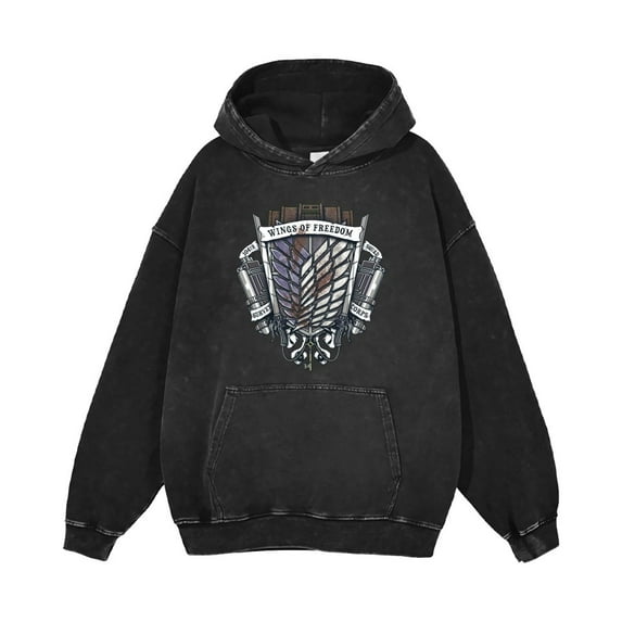 THNCLZX Attack on Titan Hoodie Vintage washed men's sweatshirt for loose streetwear