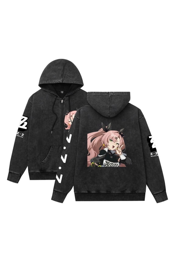 Game Zenless Zone Zero full-zip Hoodies Sweatshirt Funny Von Lycaon Cartoon Streetwear Unisex