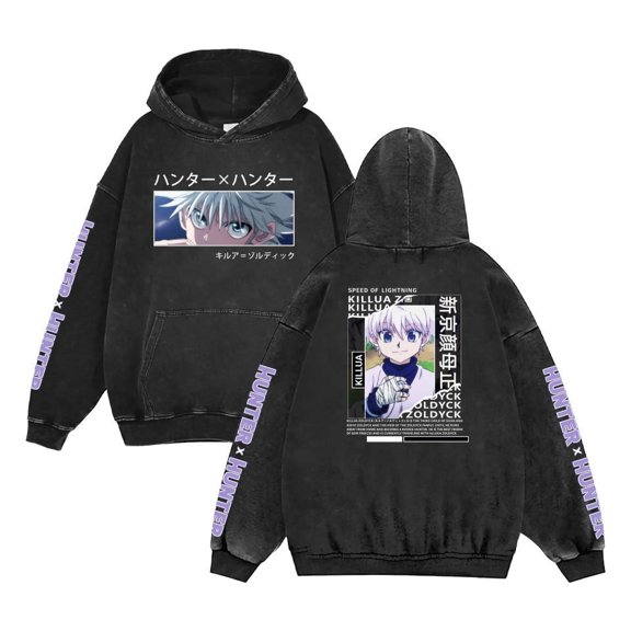 THNCLZX HUNTER×HUNTER Killua Zoldyck Hoodie Retro sweatshirt loose street women's sweatshirt