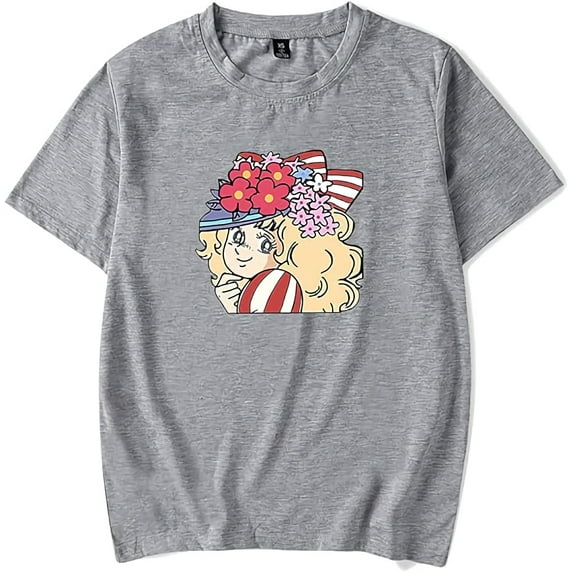 THNCLZX New Anime T-Shirt Candy Candy Merch Casual Short Sleeved T Shirt Unisex Tee