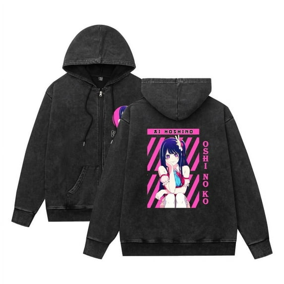 THNCLZX Oshi no Ko Full-Zip Hoodies Anime Merch Casual Full-ZipHooded Sweatshirt Unisex Clothing