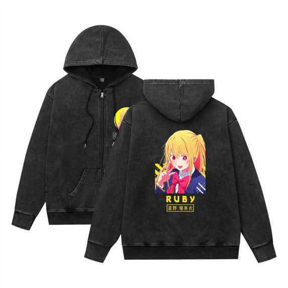 THNCLZX Oshi no Ko Full-Zip Hoodies Anime Merch Casual Full-ZipHooded Sweatshirt Unisex Clothing
