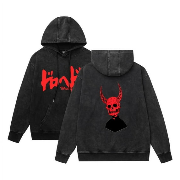 THNCLZX Washed vintage Dorohedoro street hip-hop Pullover Hoodie, Manga Costumes Print cotton Hoodie for Men/Women
