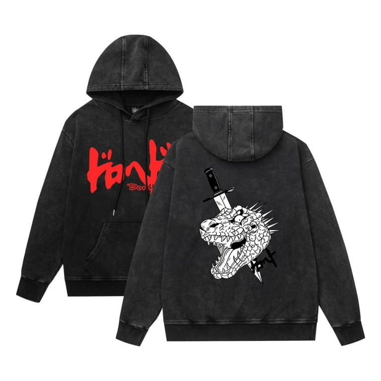 THNCLZX Washed vintage Dorohedoro street hip-hop Pullover Hoodie