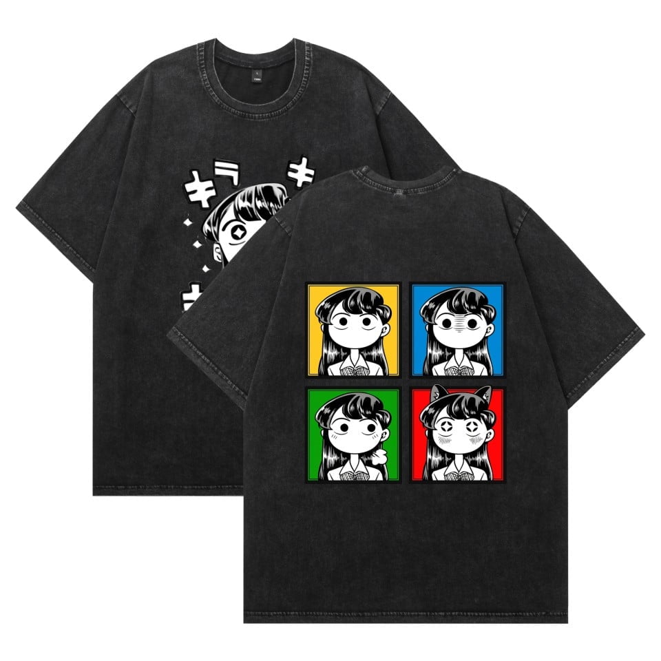 ヴィンテージTシャツ THNCLZX Washed vintage Komi Shoko cotton T-shirt anime