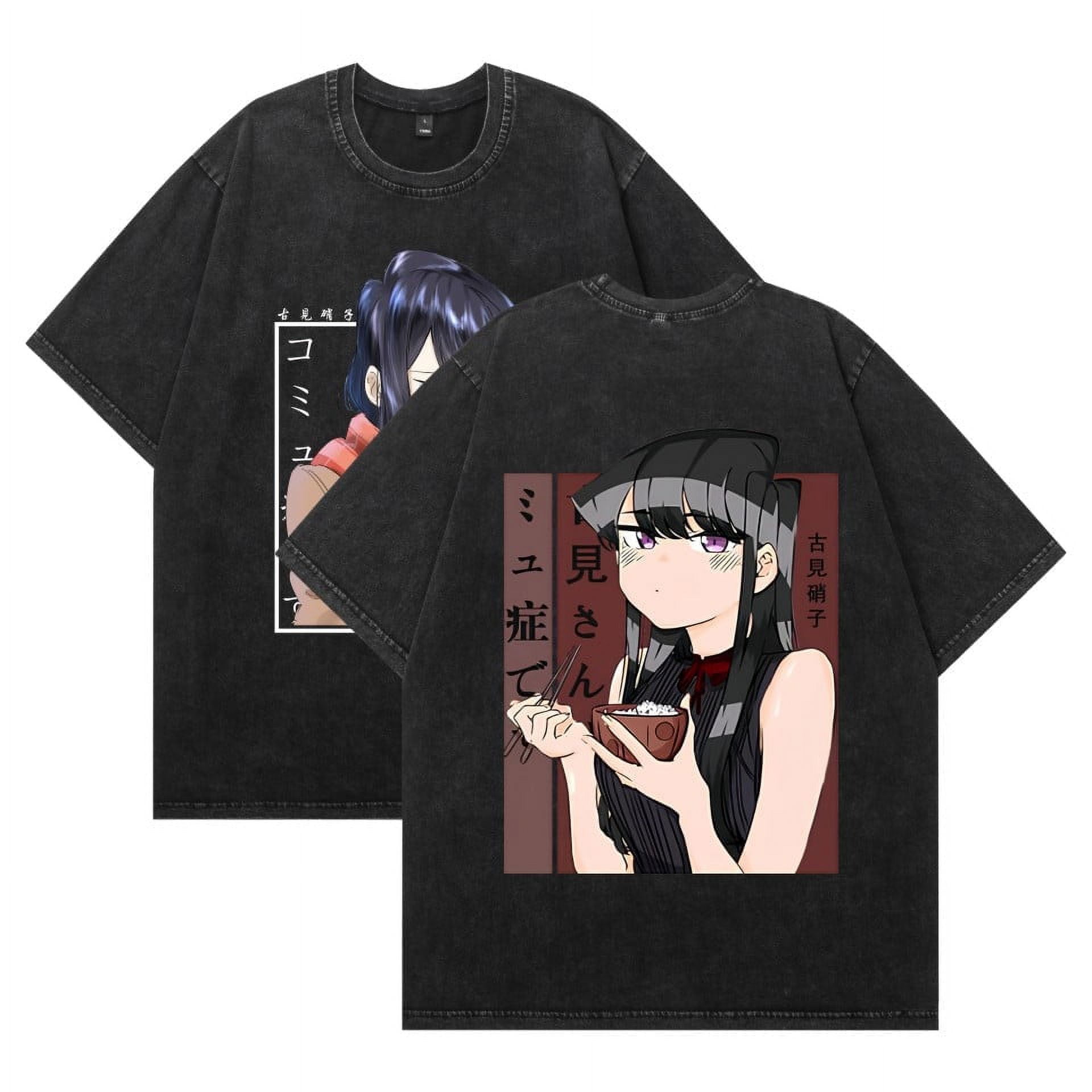 THNCLZX Washed vintage Komi Shoko cotton T-shirt anime