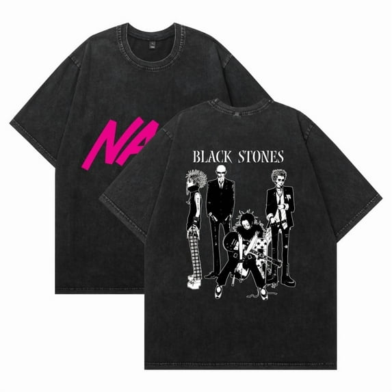 THNCLZX Washed vintage  NANA cotton T-shirt anime street hip-hop short-sleeved pattern summer unisex clothing