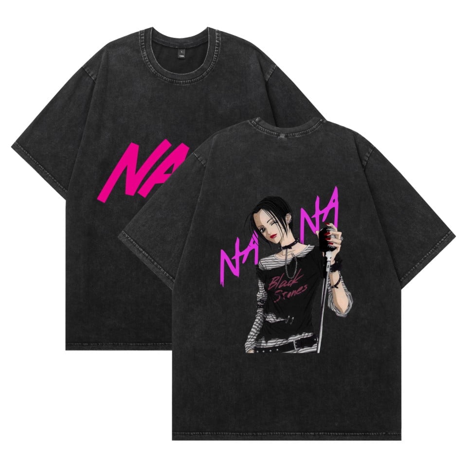 THNCLZX Washed vintage NANA cotton T-shirt anime street hip