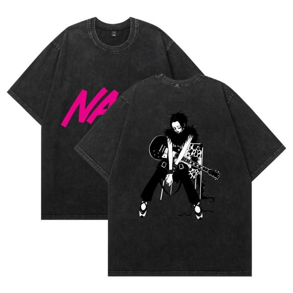 THNCLZX Washed vintage  NANA cotton T-shirt anime street hip-hop short-sleeved pattern summer unisex clothing