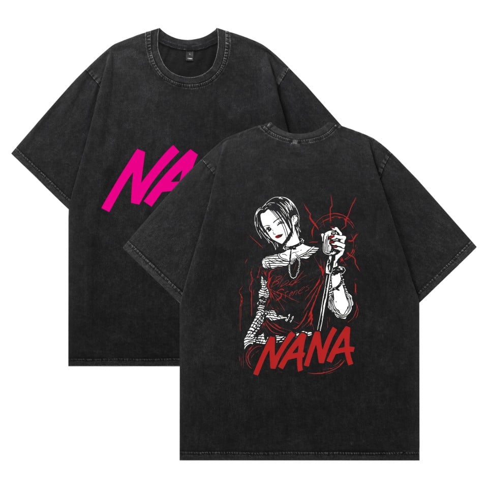 THNCLZX Washed vintage NANA cotton T-shirt anime street hip