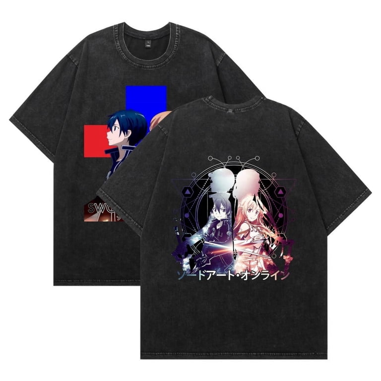 THNCLZX Washed vintage Sword Art Online SAO cotton T-shirt anime