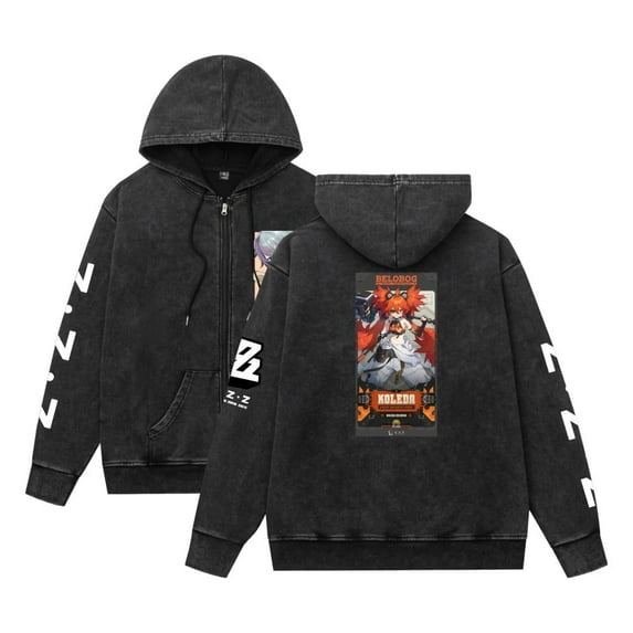 THNCLZX Zenless Zone Zero full-zip Hoodies Sweatshirt Funny Von Lycaon Cartoon Streetwear Unisex