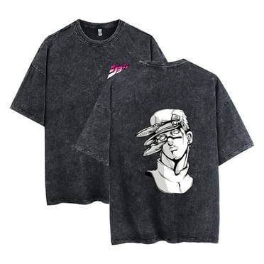THNCLZX vintage Kujo Jotaro cotton T-shirt anime street hip-hop short-sleeved pattern summer unisex clothing