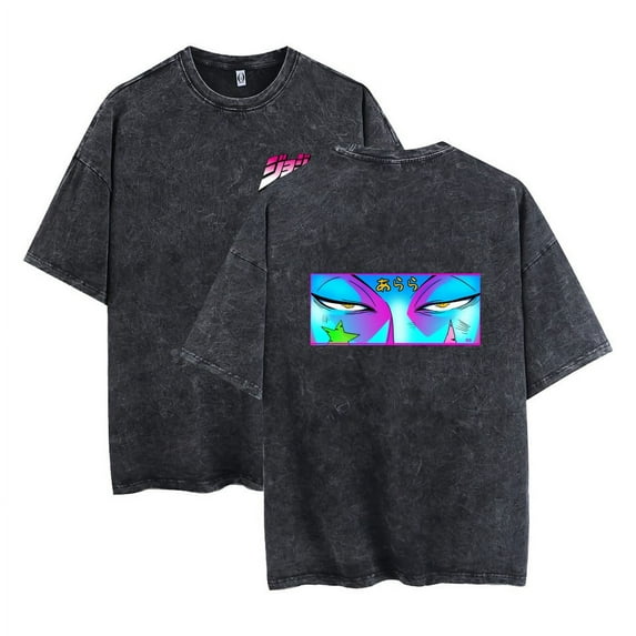 THNCLZX vintage Kujo Jotaro cotton T-shirt anime street hip-hop short-sleeved pattern summer unisex clothing