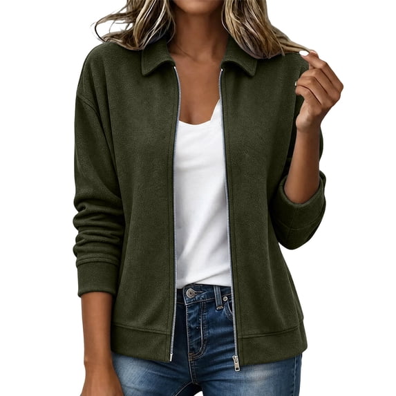THNCYX Classic Faux Suede Collar Jacket Women Soft Button Front Relaxed Fit Long Sleeve Casual Elegant Everyday Fall Coat Outwear S-2XL