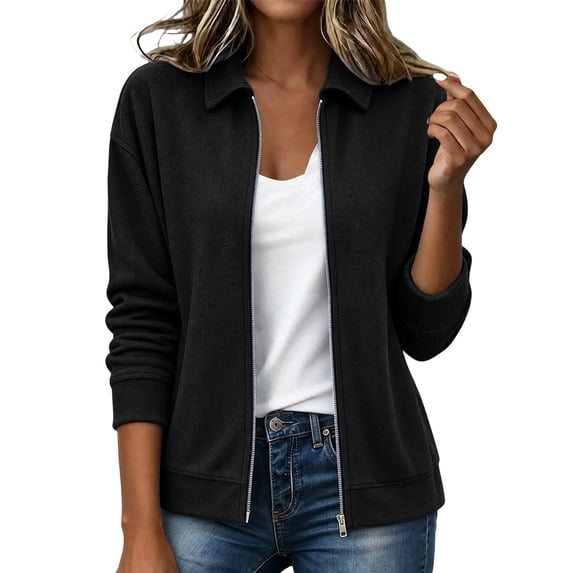 THNCYX Classic Faux Suede Collar Jacket Women Soft Button Front Relaxed Fit Long Sleeve Casual Elegant Everyday Fall Coat Outwear S-2XL