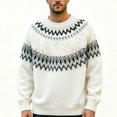 thumbnail image 1 of THNCYX Crew Neck Jacquard Knit Sweater Soft Casual Long Sleeve Pullover For Everyday Layering And Comfort Wear Piece For Men M-3XL, 1 of 4
