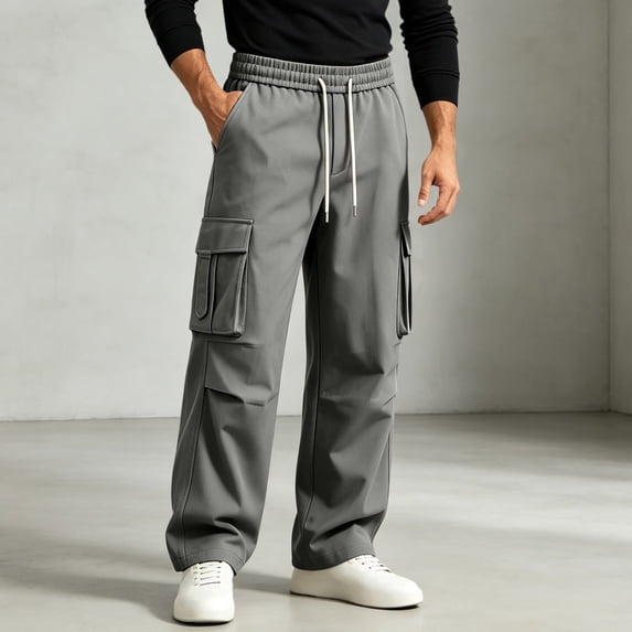 Multiple Cargo THNCYX Effortless Cargo Pants for Men with Classic Fit and Elastic ...