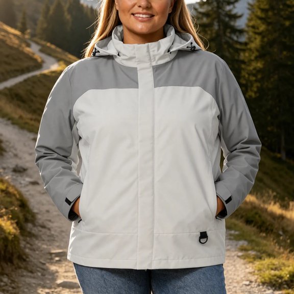 THNCYX Ladies' Color Block Hooded Full Zip Outdoor Jacket with Detachable Hood and Pockets Warm Layer for Cooler Days S-4XL