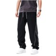 thumbnail image 1 of THNCYX Men's Wide Leg Track Pants With Side Stripe Elastic Waistband And Long Drawstring Loose Fit Athletic Pant S-2XL, 1 of 4
