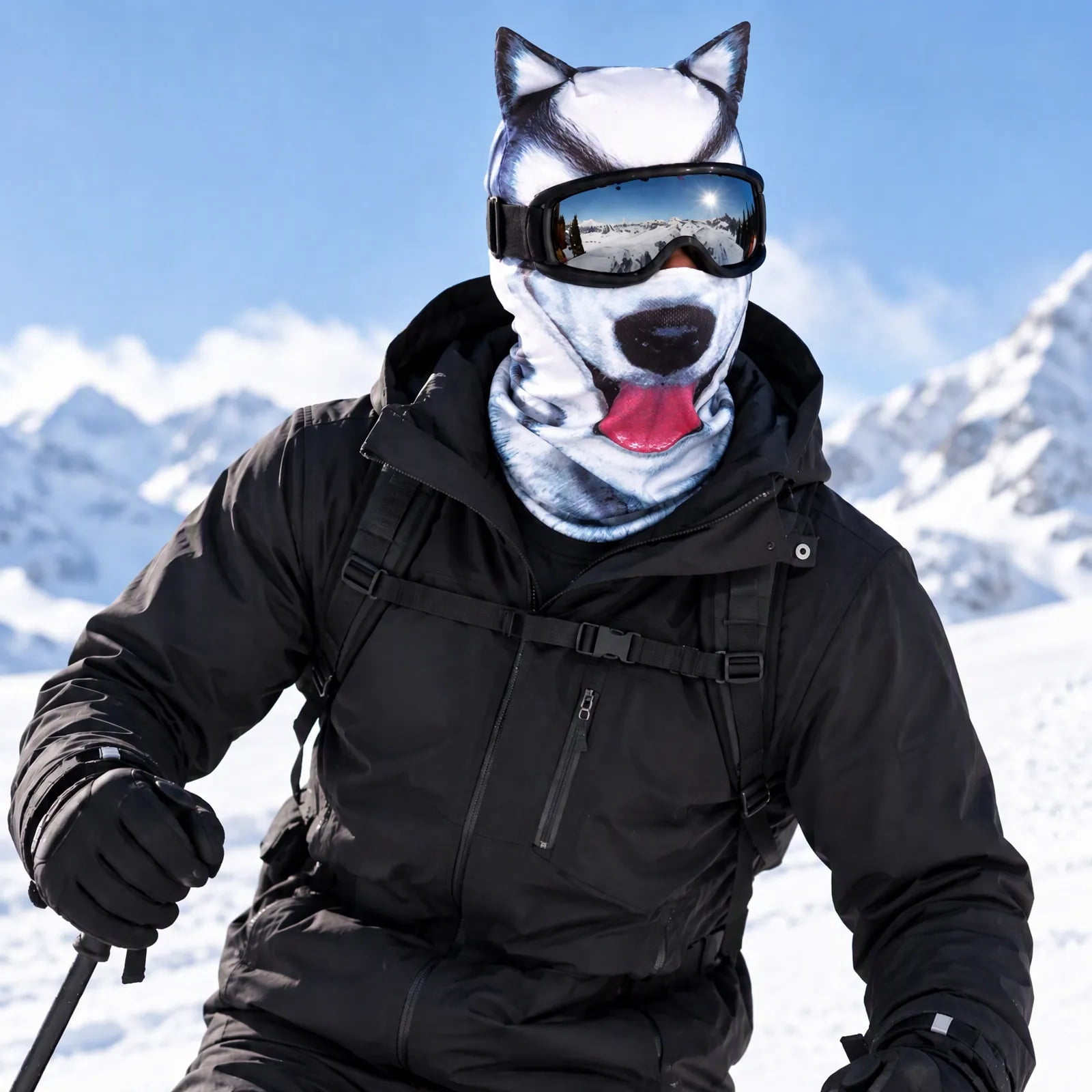 Rectangular Face Male THNCYX Men's Winter Husky Print Balaclava Full Face Mask Hood for ...