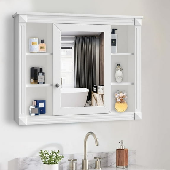 THNIKRE 35 in. W x 28.7 in. H Large Rectangular Recessed or Surface Mount Medicine Cabinet with Mirror