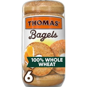 Thomas' 100% Whole Wheat Bagels, 6 count, Excellent Source Of Fiber, Kosher Whole Grain Bagels, 18 oz Bag