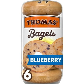 Thomas' Blueberry Bagels, 6 count, 8g Protein, Kosher Fruit Bagels, 18 oz Bag