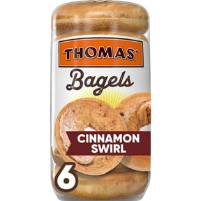 Thomas' Cinnamon Swirl Bagels, 6 Count, 9g Protein, Kosher Cinnamon Bagels, 18 oz Bag