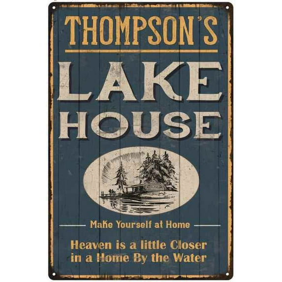 THOMPSON'S Lake House Blue Cabin Home Decor 8 x 12 Matte Finish Metal 108120038019