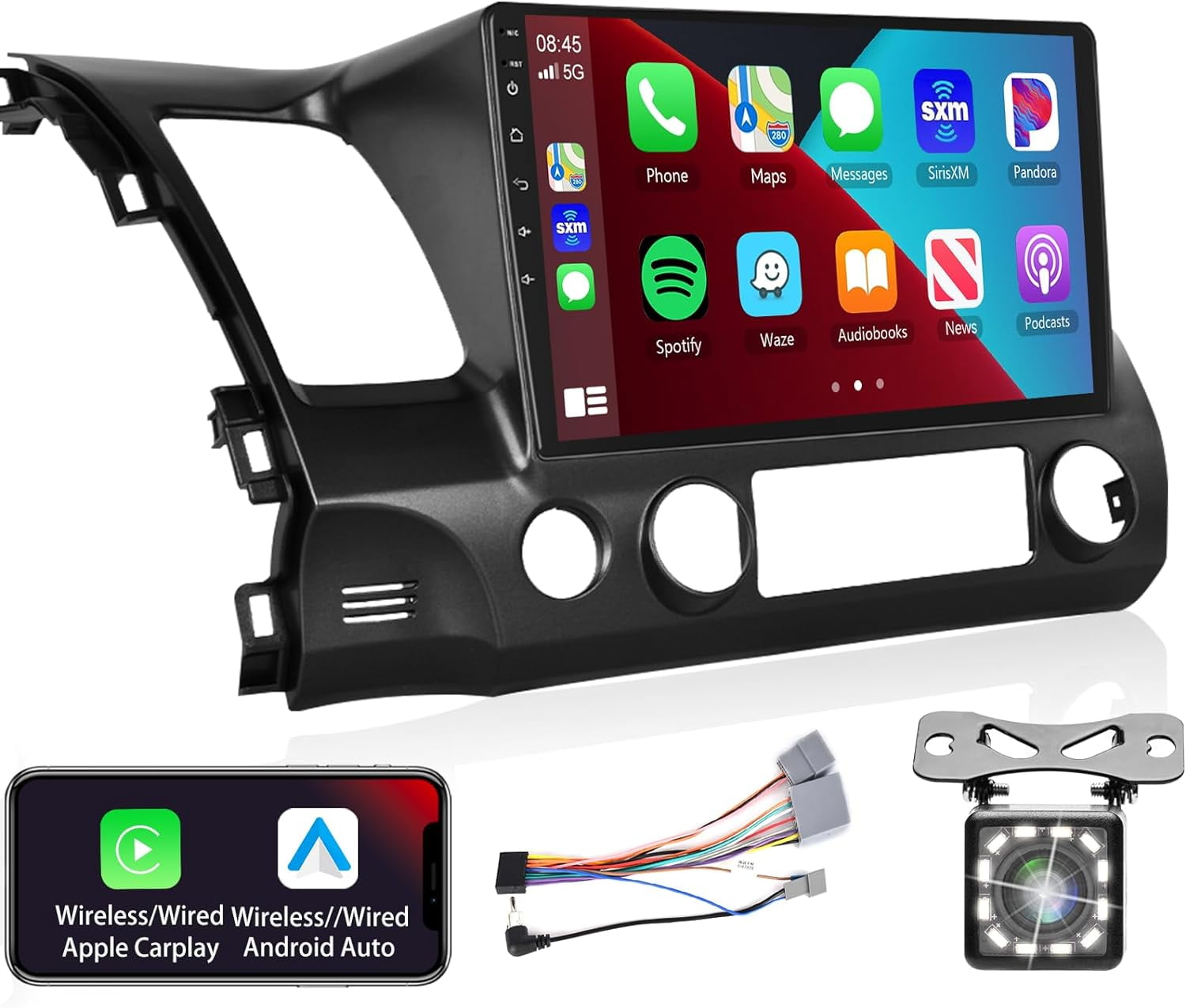 Wostoke 10.33" QLED Touchscreen Car Stereo For Honda Civic 2004-2011 (RHD) - Android Auto, Apple CarPlay, Octa Core, 6GB+128GB, Includes Reverse Camera