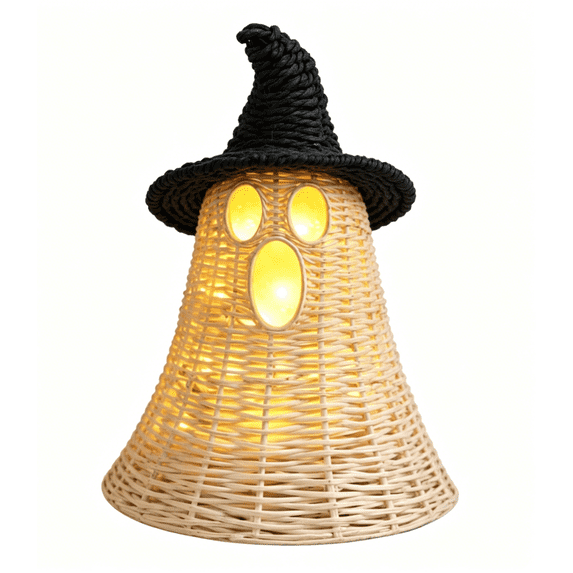 THOPBPRK 11.8 Inch White Ghost with Witch Hat, Ghost Ornaments Holiday Home Decor Halloween Tabletop Cute Ghost Figurines for Party Mantel Shelf Display Festive Celebrations , I