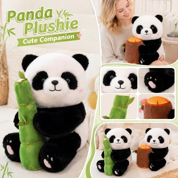 THOPBPRK 13.7 Inch Panda Stuffed Animal Toy, Panda Souvenir Gift Cute Soft Toy Home Decor Ornament Birthday Present for Collectible Animal Figure Cuddly Companion, 1Pack Green