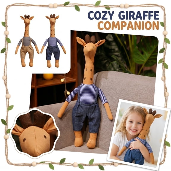 THOPBPRK 17.7" Cute Giraffe Stuffed Animal Plush Standing Soft Huggable Figure for Decor Birthday Gift for Lovers and Home Ornamentation, 1Pcs Blue