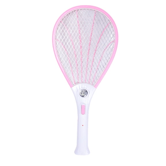 THOPBPRK 2-in-1 Electric Fly Swatter Bug Zapper Racket Rechargeable with LED Lighting 3-Layer Mesh for Outdoor Yard Decorations and Easter Gifts Protector Tool, Pink