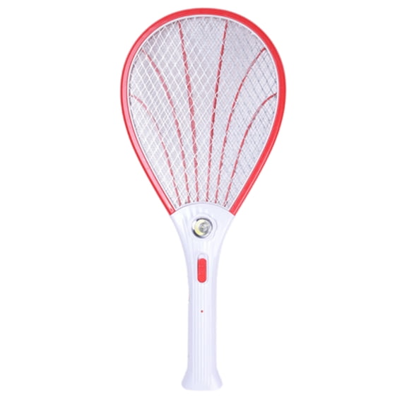 THOPBPRK 2-in-1 Electric Fly Swatter Bug Zapper Racket Rechargeable with LED Lighting 3-Layer Mesh for Outdoor Yard Decorations and Easter Gifts Protector Tool, Red