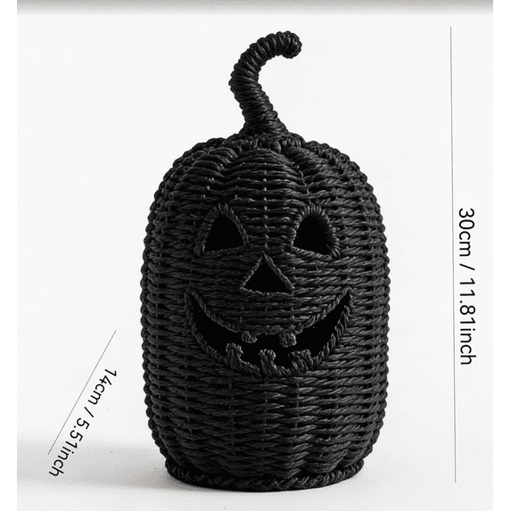 THOPBPRK 2026 Black Halloween Pumpkin, Halloween Seaweed and Pumpkin Decorations Fall Table Centerpiece for Autumn Fall Holiday Party Home Decor and Festive Fireplace Mantel Display , 11.8 Inch A