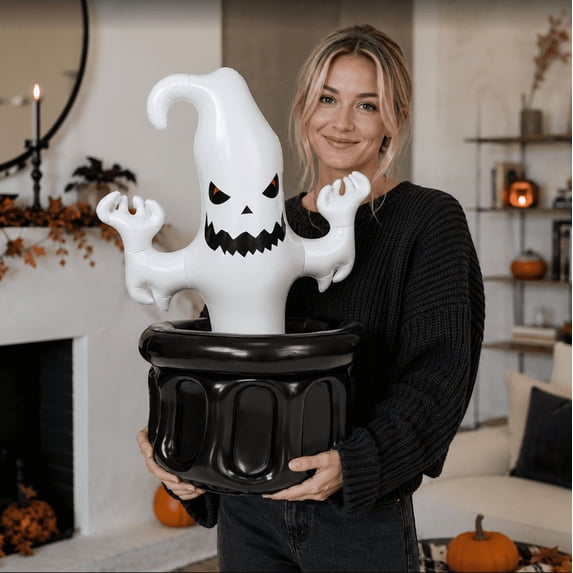 THOPBPRK 27.5Inch Inflatable Halloween Ghost Ice Bucket, Party Beverage Cooler for Outdoor Yard Decor, PVC Drink Chiller for Holiday Events and Seasonal Celebrations