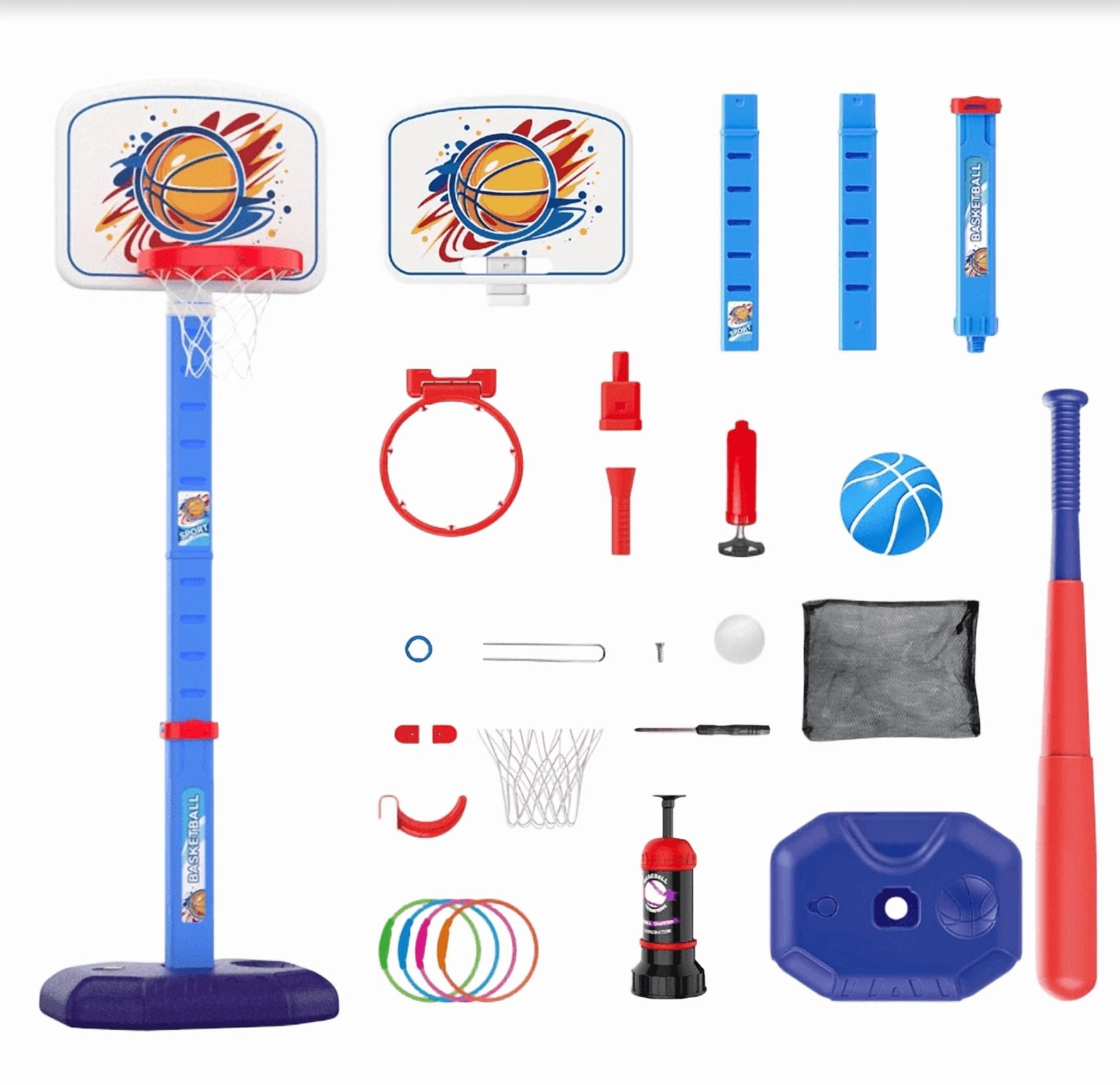 THOPBPRK 3-in-1 Basketball Hoop with Adjustable Height for Indoor Outdoor Play, Portable Pool Side Basketball System,for Birthday Gifts and Backyard Fun, 1Pc Blue