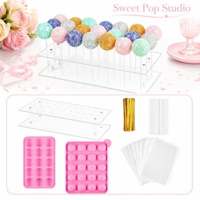 THOPBPRK 303pcs Cake Pop Maker Kit DIY Chocolate Lollipop Baking Decorating Tool Set with Paper Sticks Packaging Bags for Easter Gifts Valentines Day Decorations Party Treats, Pink B