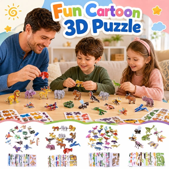 THOPBPRK 3D Paper Puzzle Set DIY Craft Building Kit Educational Brain Teaser Game for and Adults Creative Holiday Gift Home Activity for Family Fun Time, 1Pack A