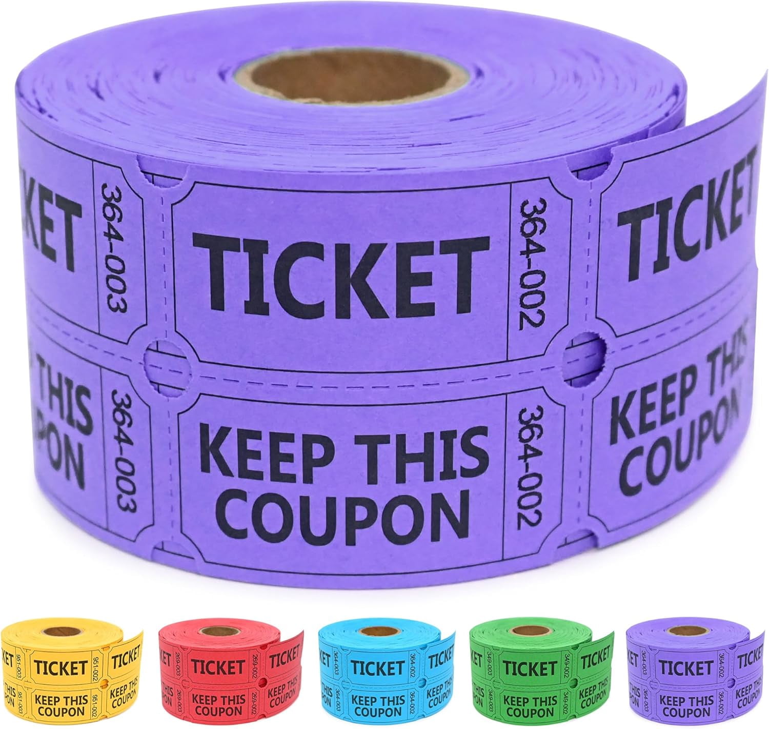 Separate Raffle THOPBPRK Raffle Tickets Roll, 500 Pairs, Writable Back, Purple Color ...